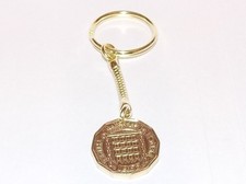 70th Birthday gift Threepence keyring - 1956 70th Birthday threepence coin