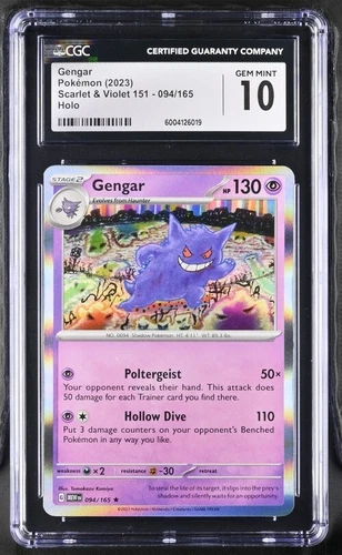 CGC 10 Gem Mint Gengar Pokémon Scarlet & Violet 151 - 094/165 Holo English