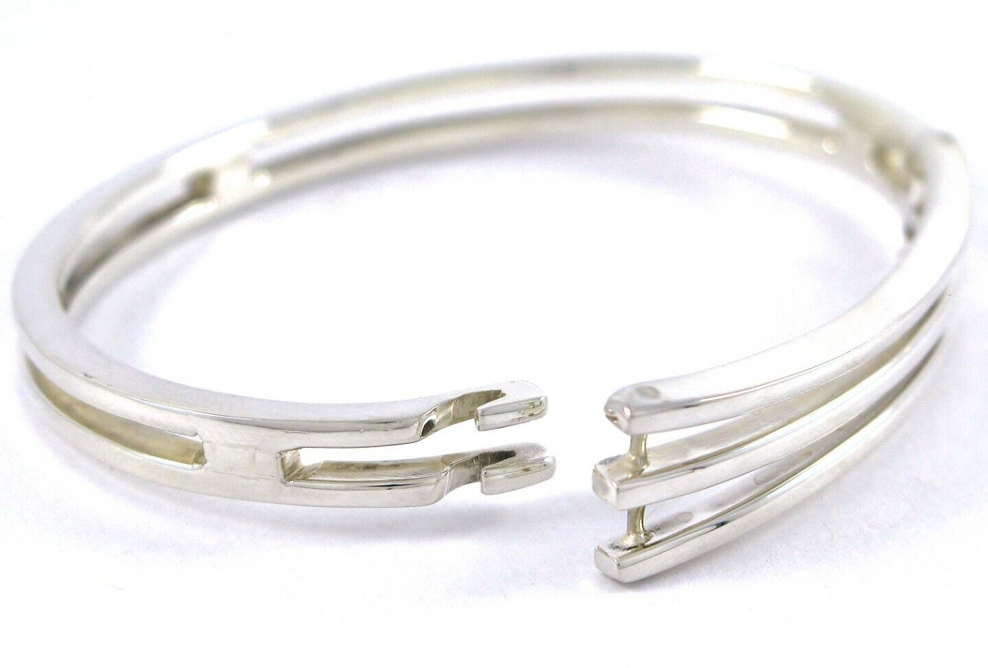 Solid Sterling Silver 925 Bar 6.7" Bangle Bracele… - image 10
