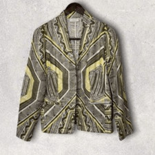 CHICO'S Printed Linen/Cotton Jacket - Size 3
