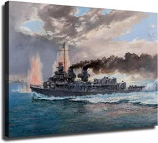 USS Johnston Battle of Samar Warship Poster Decorative Painting Canvas