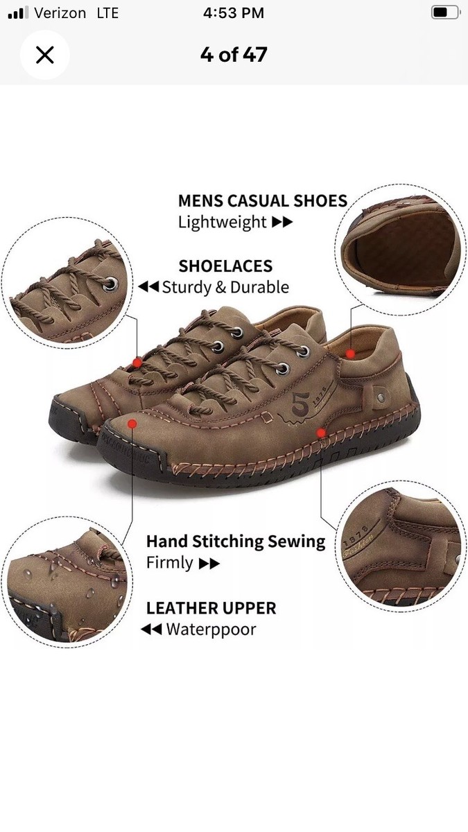 alcubieree Mens Leather Casual Shoes Comfortable Sneakers  display picture 1