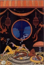 The Laziness Art Print George Barbier 1925 Art Deco Orientalist Interior Scene