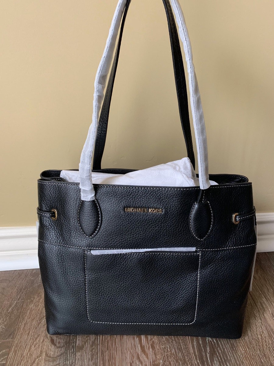 NWT MICHAEL Michael Kors Mae Large East West Drawstring Leather