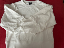 PAIGE Official Women's Ivory Castelle Cotton Lace Ruffle Sweatshirt Size M