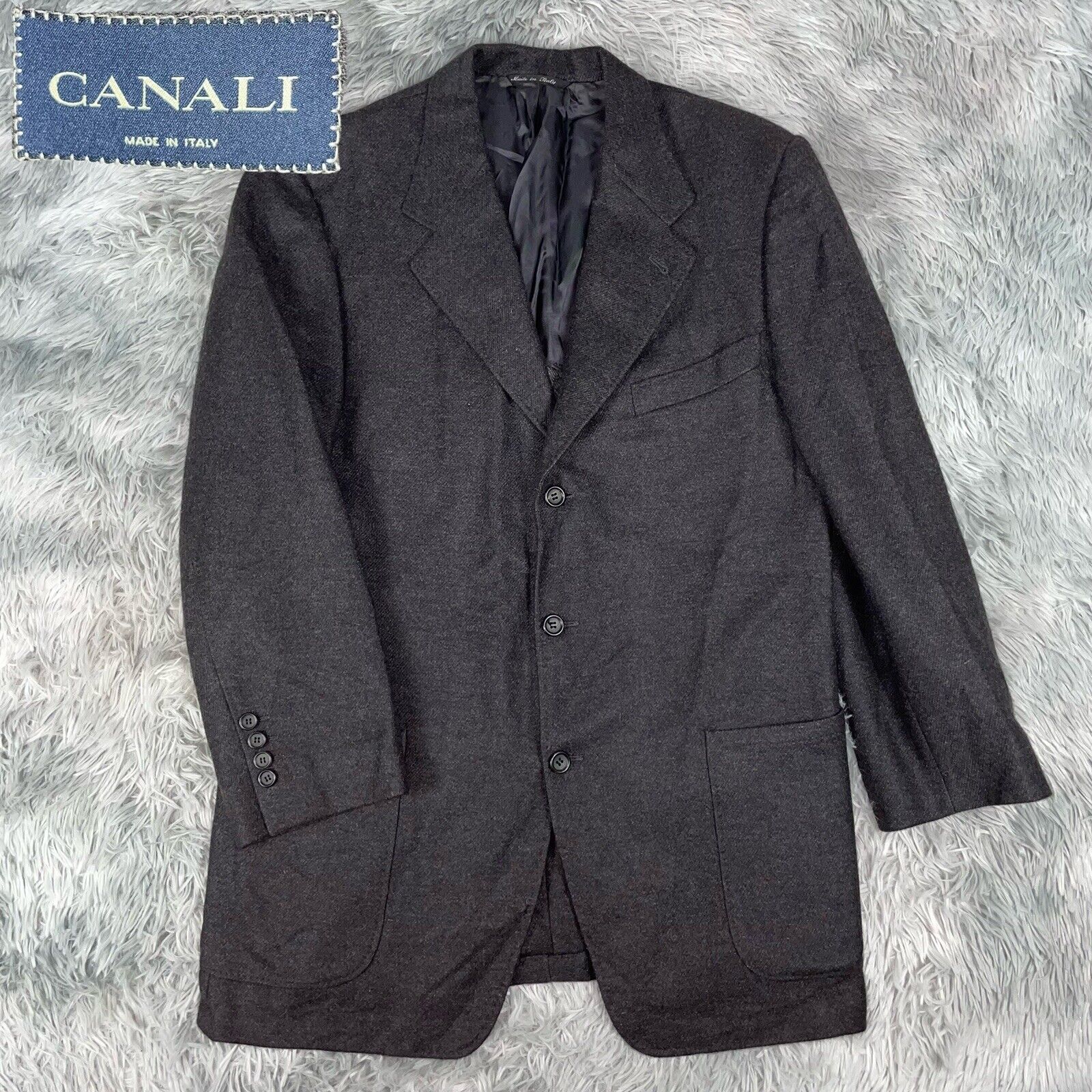 CANALI Italy Exclusive 100% Cashmere Charcoal Gray Sp… - Gem