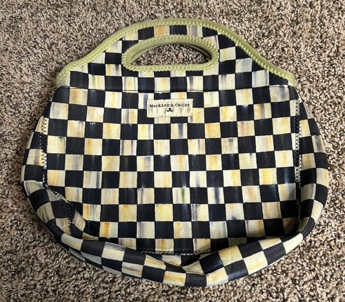 MacKenzie Childs Polyester Royal Courtly Check Lunch Tote Bag Black White