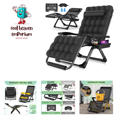 Oversized Zero Gravity Chair,33In XXL Lounge Chair w/Removable