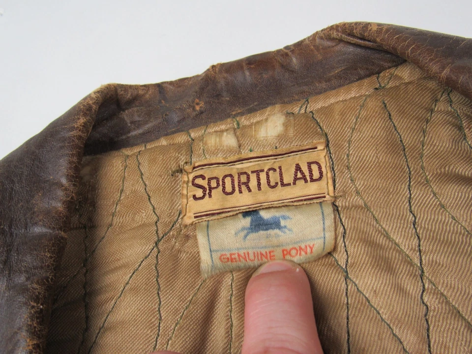 Chaqueta De Colección 1930s 1940s Sportclad Pony Piel de Caballo Aviador Motocicleta Marrón Trabajo Foto 4 de 4