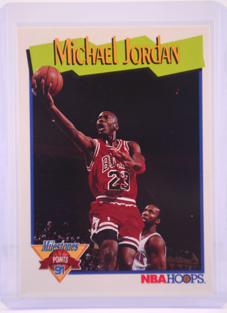 1991-92 NBA Hoops Milestones Points 91 Michael Jordan #317, Chicago Bulls, HOF