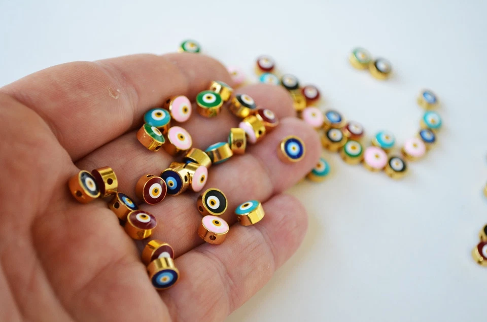 10 Pcs Turkish Evil Eye Beads - Evil Eye Protection Beads For Necklace Bracelet - Image 3 of 4