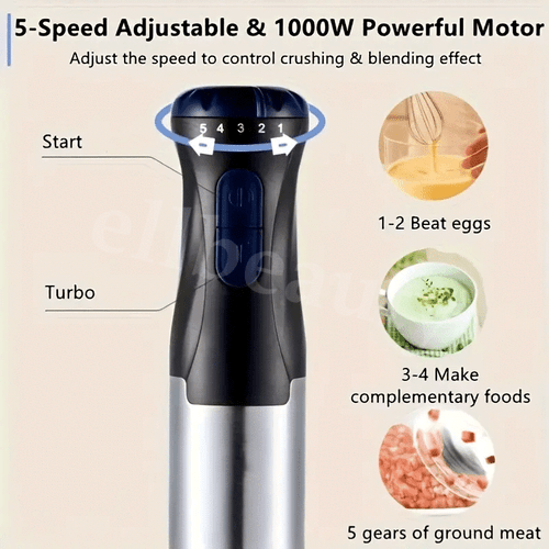 Hand Blender Electric 1000W Immersion Silent 4-in-1 Stick Mixer, Food Whisk New - Picture 4 of 15