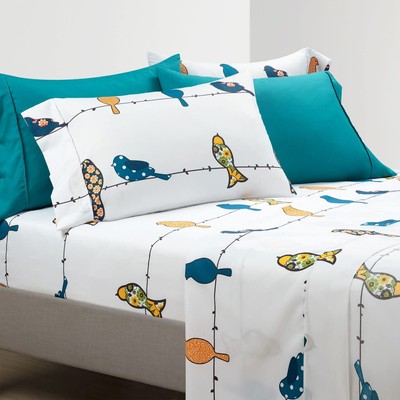 Rowley Birds Soft Sheet Set, 6 Piece Set, King, Multi - Colorful Bird Sheets ...