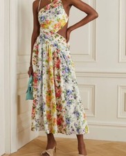 Zimmermann x Net Porter Asymmetric Spliced Dress Size 2 AU12 US8 BNWT Multi