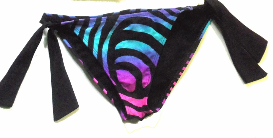 Bikini oxidado negro, rosa, púrpura y aguamarina halter y corbata lateral talla mediana nuevo sin etiquetas Foto 4 de 4