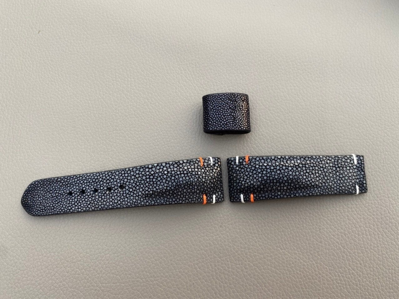22mm/20mm Genuine stingray skin Watch Strap Band, handmade leather