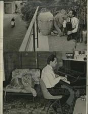 1963 Press Photo Giuseppe Russo keeps lion as pet in his Piano di Sorrento home