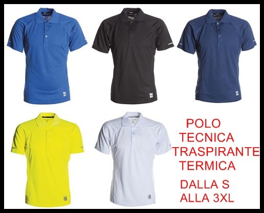 T-SHIRT POLO TECNICA SPORTIVA UOMO MANICA CORTA SPORT MAGLIA S