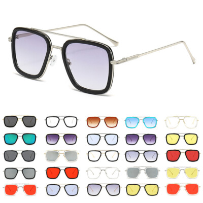 Vintage Square Metal Frame Sunglasses for Men Women Trendy Sun Glasses Eyewear