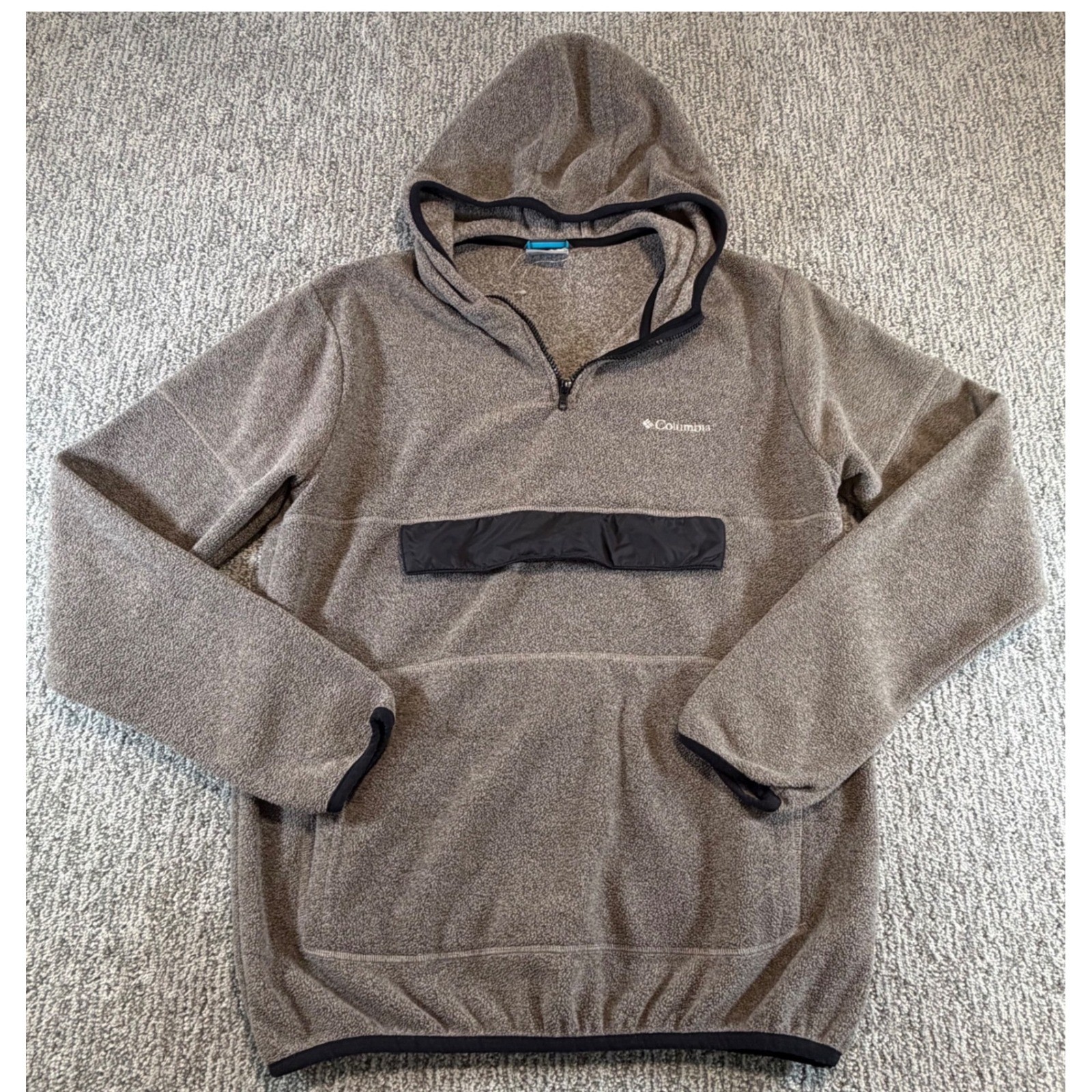 Columbia Fleece Hoodie Mens Medium Brown Half Zip Pullover XM0748