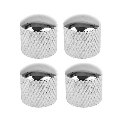 4Pcs Electric Guitar Bass Parts Dome Tone Volume Control Knobs Metal Silver