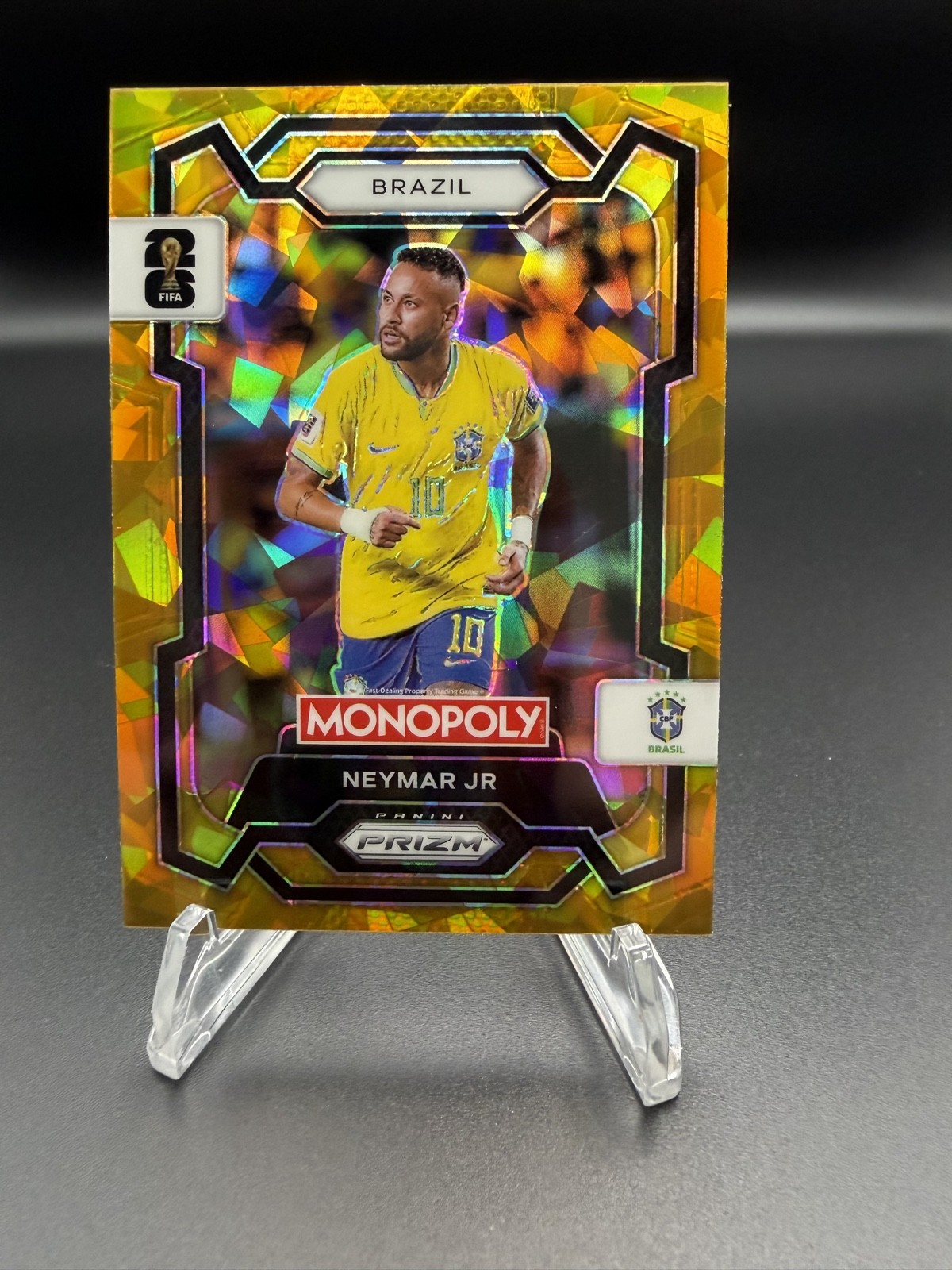 2026 Panini Prizm Monopoly Fifa World Cup - Neymar Jr #15 Gold Cracked Ice Prizm