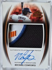 2014 LEAF TRINITY MICHAEL CONFORTO WORN METS LOGO SLEEVE PATCH ON CARD AUTO RC