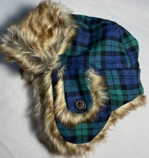 Trapper Hat Faux Fur Infant Baby Gap Green Blue Wool Blend S/M Infant Ear Flaps