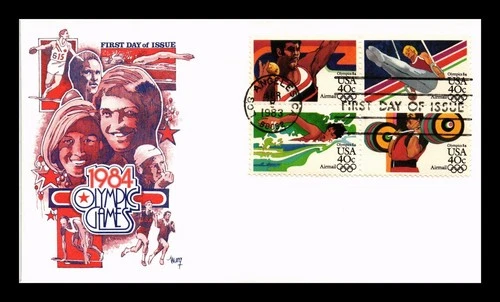 DR JIM STAMPS US COVER OLYMPICS 40C AIR MAIL FDC SETENANT MARQ CACHET