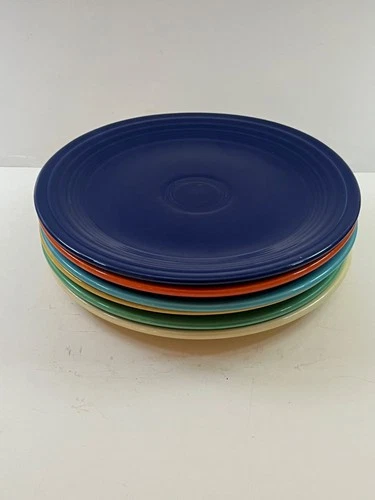 Vintage Fiesta Ware HLC USA 6 Original Color 9 Inch Luncheon Plates Red 1940's