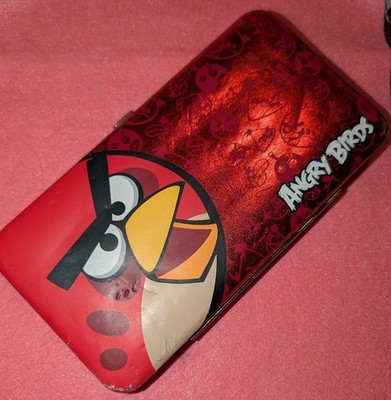 Angry Birds Red & Black Clutch Wallet w/ ID Window Zip Pocket Red Green Pig