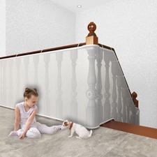 Baby Gate for Stairs, Banister Guard for Kids, Pets, Toys, Mesh Netting Safet...