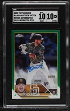 2023 Chrome Rookie Green Refractor 9/99 Matthew Batten SGC 10 GEM Auto 11ym