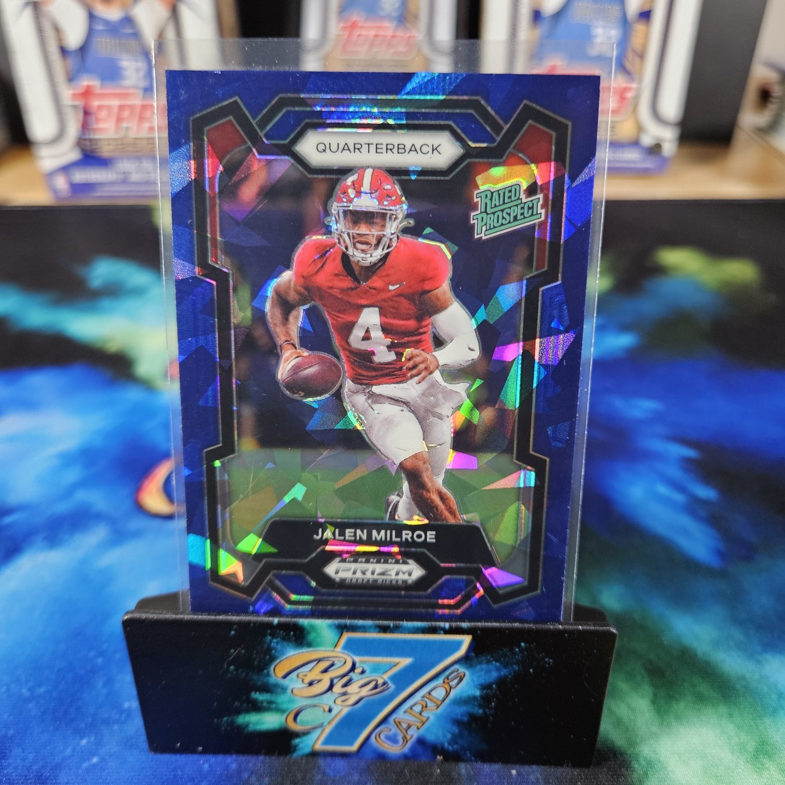 2024 Panini Prizm Draft Picks Jalen Milroe #122 Blue Ice Prizm /99 (RC)