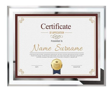 8.5x11 Glass Certificate Photo Diploma Frame, Free Standing, Silver Trim
