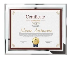 8.5x11 Glass Certificate Photo Diploma Frame, Free Standing, Silver Trim