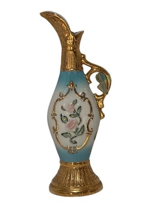 Jim Beam Bourbon Decanter 15 Tall 1963 Royal Rose By Regal China Gold Blue Empty