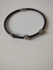 Charriol Diamond Station Bracelet in 18k White Gold and Black Stainless Steel