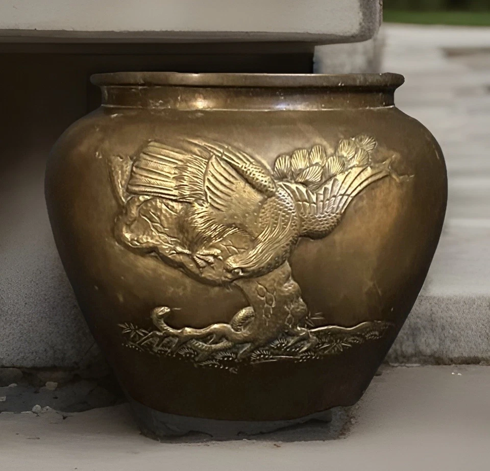 "Águila tallada en relieve jardinera japonesa águila Phoenix 9,75"" Hx10,5"" D C-1850" Foto 4 de 4