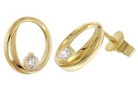 Trendor Schmuck Damen-Ohrringe 925 Silber Vergoldet Zirkonia Ohrstecker 68831
