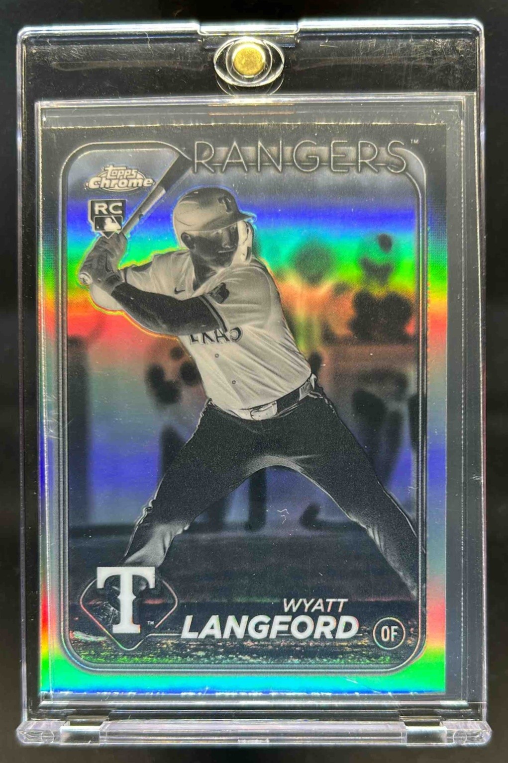 2024 Topps Chrome Update Wyatt Langford RC Negative Refractor #USC35 Rangers