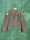 US Military OD Wool Field Jacket 34S Army Vtg 40s USA WW2 ROTC Patches