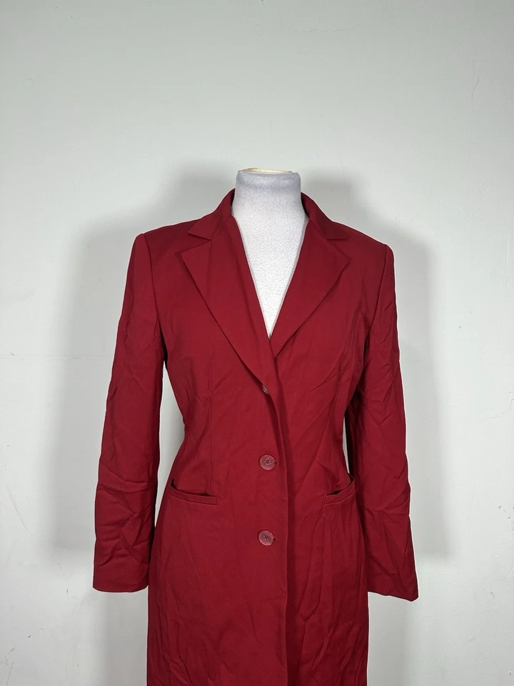 Inc Mujer Color Rojo 100% Lana Manga Larga Chaqueta Falda Conjunto Traje Talla 6 Foto 3 de 4