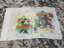 NOS Vtg 70s Pacific Std Pillowcase Mickey At the Fair Disney 65/35 Muslin