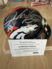 Clinton Portis Riddell Denver Broncos Signed Mini Helmet Mounted Memories