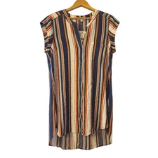 DR2 BY DANIEL RAINN Tunic Shirt Dress Blue White And Orange Medium NWT