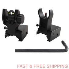 T actical Folding Back Up Iron Sight Flip Up Sights Front Rear Picatinny Rail