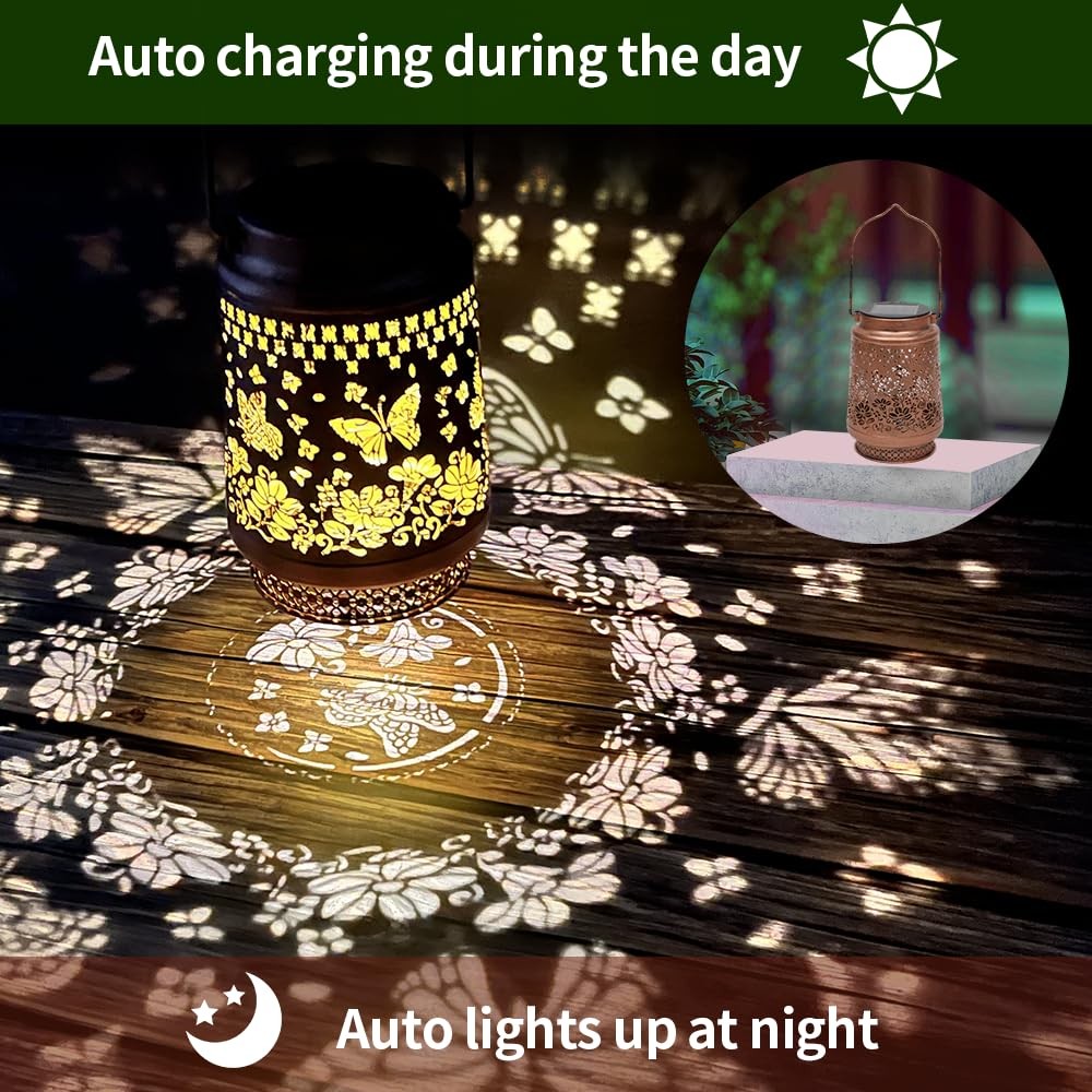 Butterfly Solar Lanterns Outdoor Waterproof Hanging Solar Lights Butterfly Me...