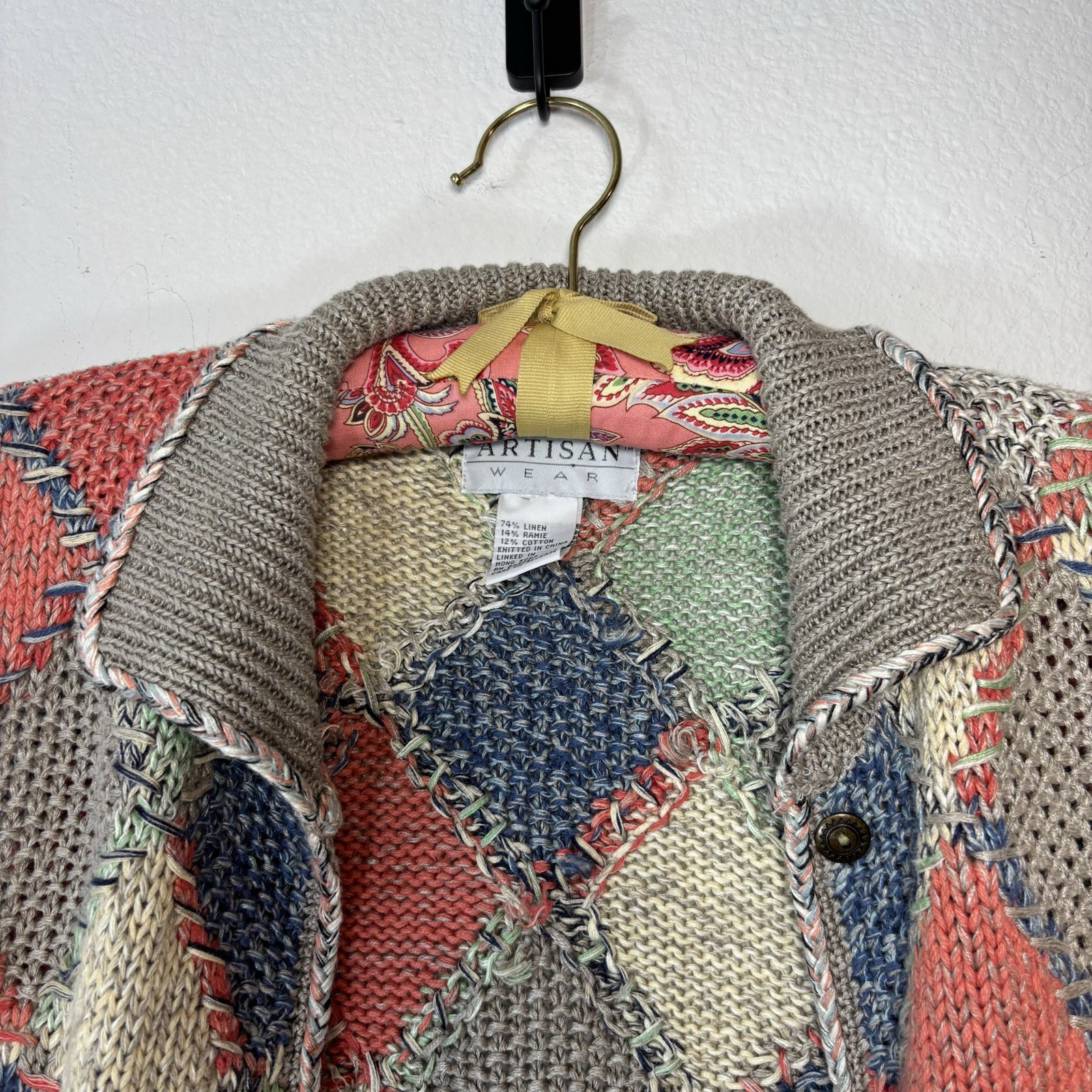 Artisan Wear Knit Patchwork Button Front Cardigan… - image 7