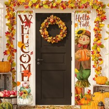 Hello Fall Porch Decor Welcome Hanging Banner